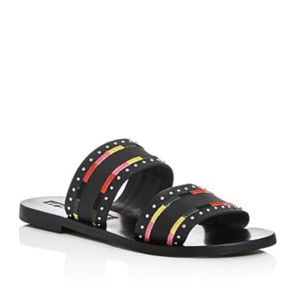Sol Sana Pablo Embellished Slide Sandals Black Size 37 - Picture 1 of 9